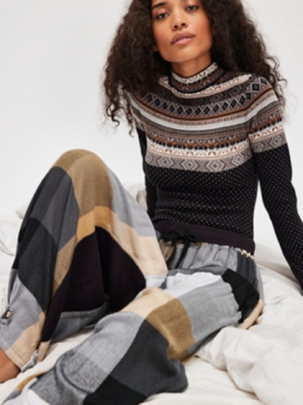 Free People Winter Warmer Bodysuit - Black Ivory - Small